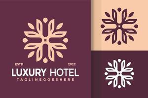 création de logo de fleur d'hôtel de luxe, vecteur de logos d'identité de marque, logo moderne, modèle d'illustration vectorielle de dessins de logo