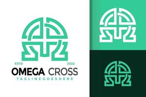 création de logo omega cross, vecteur de logos d'identité de marque, logo moderne, modèle d'illustration vectorielle de dessins de logo