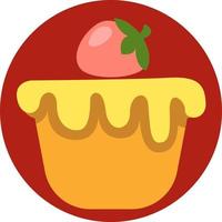 cupcake aux fraises, illustration, vecteur sur fond blanc.