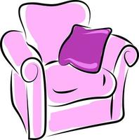 Chaise rose dessin, illustration, vecteur sur fond blanc