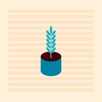 plante bleue en pot bleu, illustration, vecteur sur fond blanc.