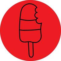 glace rouge sucrée sur un bâton, icône illustration, vecteur sur fond blanc