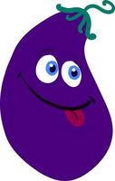 Happy aubergine, illustration, vecteur sur fond blanc.