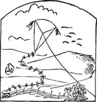 illustration vintage de cerf-volant. vecteur