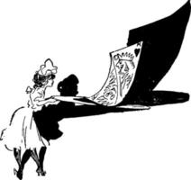 jeune femme et roi de coeur, illustration vintage. vecteur