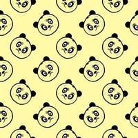 ours panda en colère, modèle sans couture sur fond jaune. vecteur