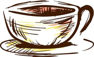 croquis d'une tasse à café, d'un vecteur ou d'une illustration couleur.