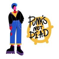 un homme à la mode en jeans avec un mohawk. le punk n'est pas mort. parc, rock et anarchie vecteur