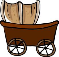 Wagon couvert en bois, illustration, vecteur sur fond blanc