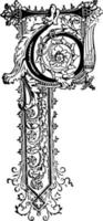 initiale florale de t, illustration vintage. vecteur