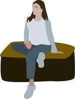 fille assise, illustration, vecteur sur fond blanc.