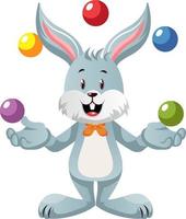 bunny jonglage, illustration, vecteur sur fond blanc.