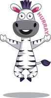 Happy zebra, illustration, vecteur sur fond blanc.