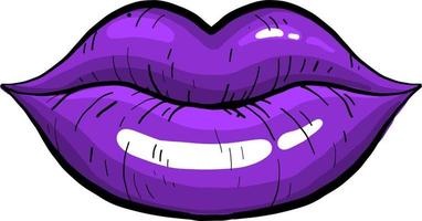 lèvres violettes, illustration, vecteur sur fond blanc.