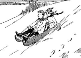 illustration vintage de luge à main pour enfants. vecteur