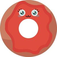 Donut rouge mignon, illustration, vecteur sur fond blanc