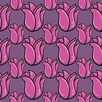 Motif de tulipes roses , illustration, vecteur sur fond blanc