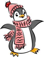 pingouin avec écharpe, illustration, vecteur sur fond blanc.