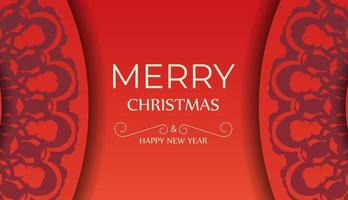 brochure festive joyeux noël rouge avec motif bordeaux de luxe vecteur