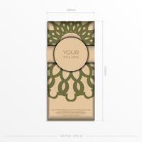 modèle pour cartes postales de conception d'impression de couleur beige avec des motifs de mandala. préparation de vecteur de carte d'invitation avec place pour votre texte et ornement abstrait.