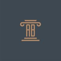 ab monogramme initial pour le logo du cabinet d'avocats avec un design de pilier vecteur