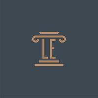 le monogramme initial pour le logo du cabinet d'avocats avec un design de pilier vecteur