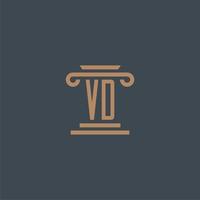 monogramme initial vd pour le logo du cabinet d'avocats avec un design de pilier vecteur