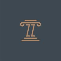 monogramme initial zz pour le logo du cabinet d'avocats avec un design de pilier vecteur