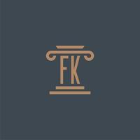 fk monogramme initial pour le logo du cabinet d'avocats avec un design de pilier vecteur