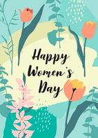carte de la journée internationale de la femme avec des fleurs vecteur