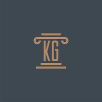 kg monogramme initial pour le logo du cabinet d'avocats avec un design de pilier vecteur