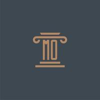 mo monogramme initial pour le logo du cabinet d'avocats avec un design de pilier vecteur