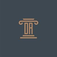 dr monogramme initial pour le logo du cabinet d'avocats avec un design de pilier vecteur