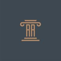 monogramme initial rr pour le logo du cabinet d'avocats avec un design de pilier vecteur