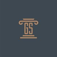 monogramme initial gs pour le logo du cabinet d'avocats avec un design de pilier vecteur