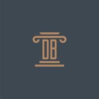 monogramme initial db pour le logo du cabinet d'avocats avec un design de pilier vecteur