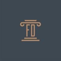 fd monogramme initial pour le logo du cabinet d'avocats avec un design de pilier vecteur