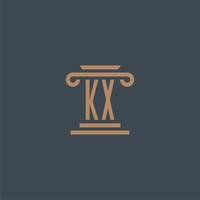 kx monogramme initial pour le logo du cabinet d'avocats avec un design de pilier vecteur