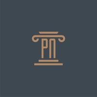 pn monogramme initial pour le logo du cabinet d'avocats avec un design de pilier vecteur