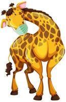 personnage de dessin animé girafe portant un masque vecteur
