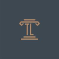 monogramme initial tl pour le logo du cabinet d'avocats avec un design de pilier vecteur