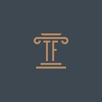 monogramme initial tf pour le logo du cabinet d'avocats avec un design de pilier vecteur