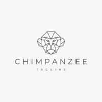 modèle de conception de logo d'art de ligne de tête de chimpanzé vecteur