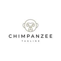 modèle de conception de logo d'art de ligne de tête de chimpanzé vecteur