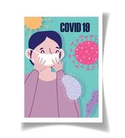 personnes de prévention covid 19 avec affiche de protection de masque médical vecteur