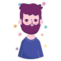 avatar de personnage de jeune homme barbu en dessin animé vecteur