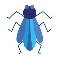 animal nature bug bleu dans le style d'icône plate de dessin animé vecteur
