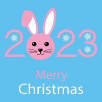 bonne année 2023 illustration.cute lapin avec texte. vecteur