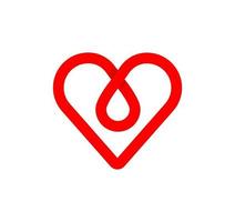 signe infini du coeur. coeur de santé rouge cyclique. boucle sans fin naturelle moderne. conception d'entreprise de logo futuriste. vecteur