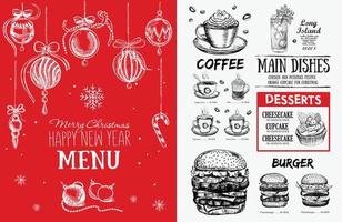 café menu de noël. dépliant alimentaire. Le menu du restaurant. conception de modèle vecteur